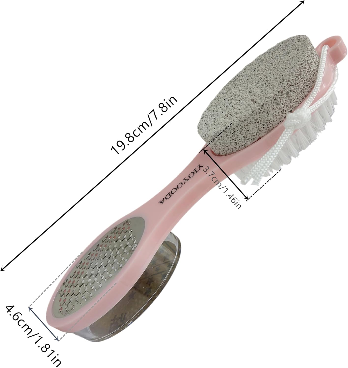 Foot File Callus Remover 5-in-1, Feet Scraper Pedicure Tools with Pumice Stone, Foot Scrubber Brush, Stainless Steel Foot Rasp and Sand Paper Debris Catcher, Multi Purpose for Home Foot Care