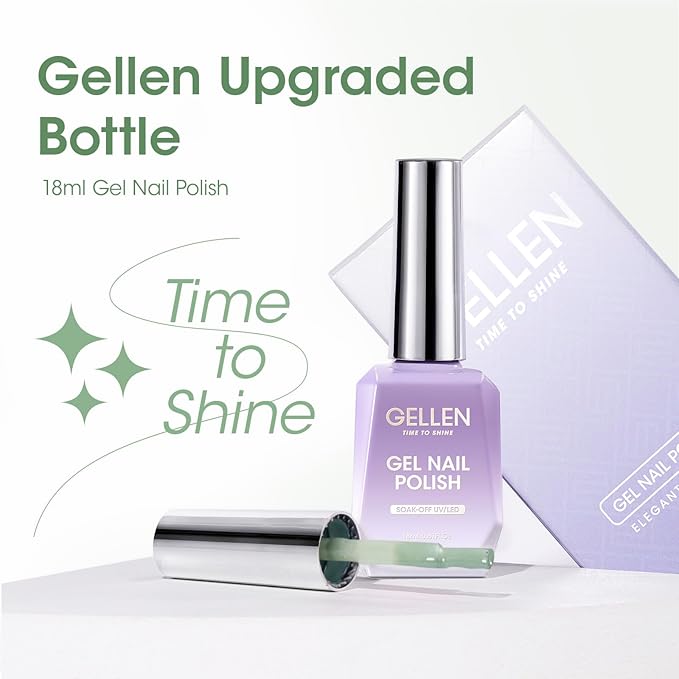 GELLEN Green Gel Polish, No Chip Sage Green Gel Polish for U V Light Soak Off LED Light U V Gel Nail Polish for Gift, Color No.67