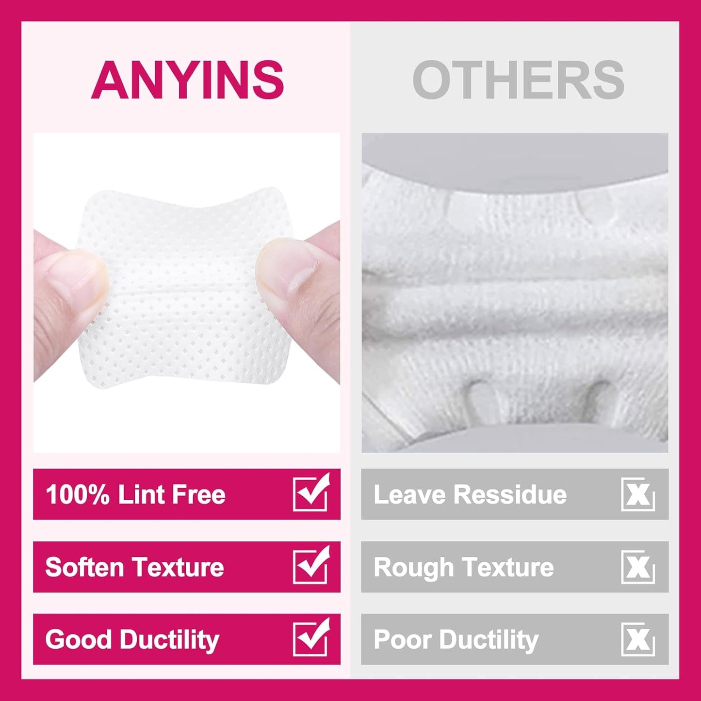 Lint Free Nail Wipes, 1200PCS White Lint Free Wipes Non-woven Fabric Gel Polish Remover Super Absorbent Soft Nail Polish Remover for Nail Salon, Home DIY