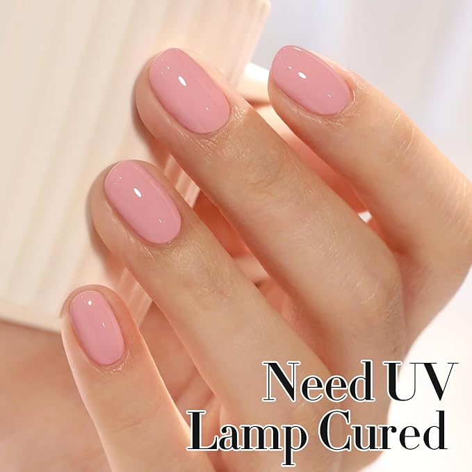 Double Rhythm 0.50 OZ Gel Polish Hema Free Same Color Same Bottle Golden Round Translucent Neutral Natural Milky 15 ML Jelly UV Polish Art DIY at Home (Cream Pink-C1116)