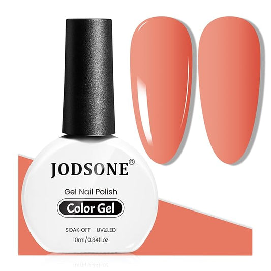 JODSONE Coral Orange Gel Nail Polish 10ml Soak Off Nail Polish Orange Nail Color Salon Quality Long-Lasting Vegan & Cruelty-Free Low Odor Need U V Lamp Curing