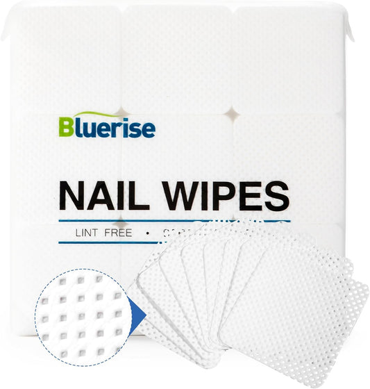 BLUERISE Lint Free Nail Wipes White 1200pcs Nail Polish Remover Pads Soft Absorbable Eyelash Extension Glue Cleaning Wipes