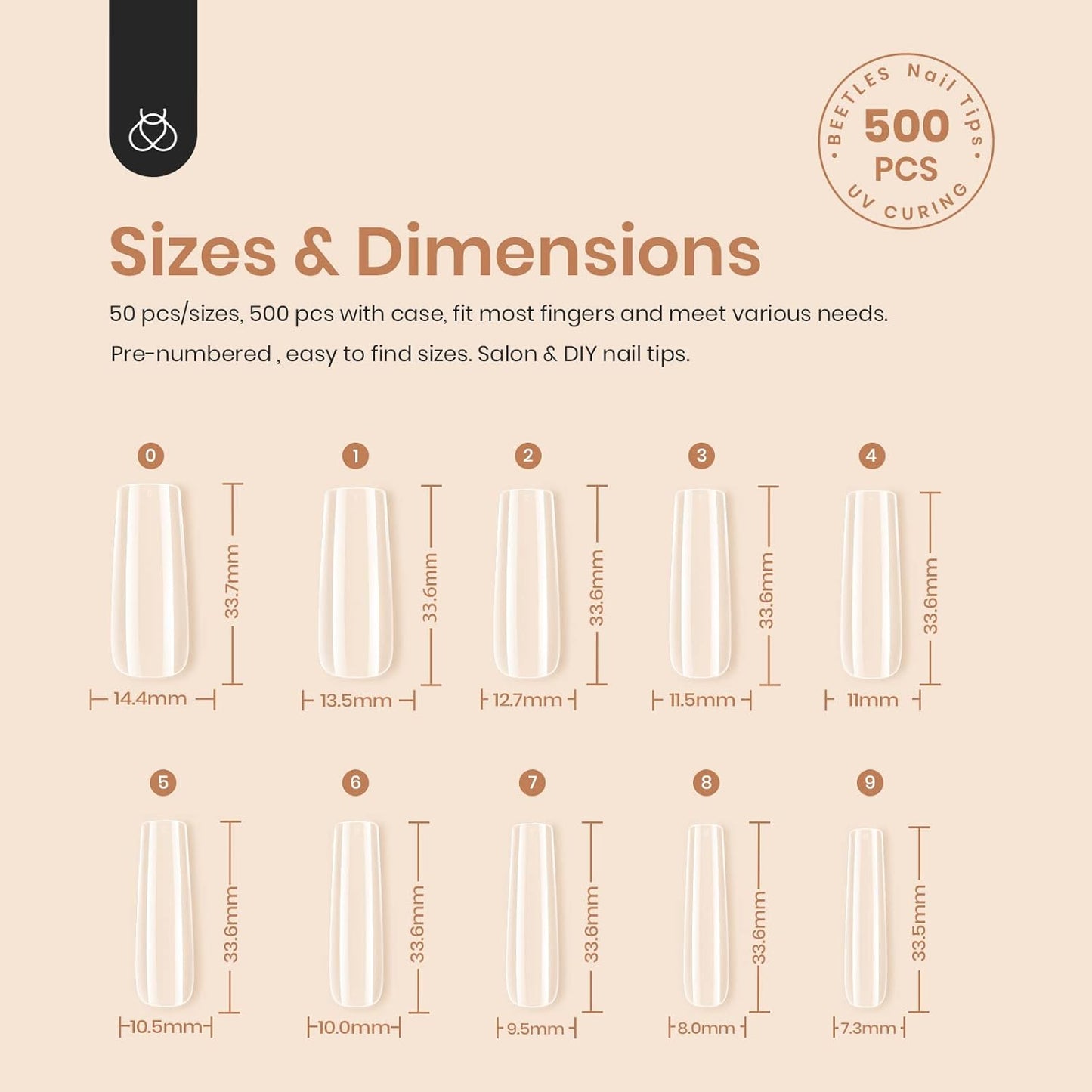 Beetles Gel Nail Kit Gel Nail Tips, 500Pcs Pre-shaped Long Square Gelly Tips Clear Press on Nail Tips Full Cover False Nails for Gel Art Soak Off Nail Extensions Acrylic Nails Women Gifts