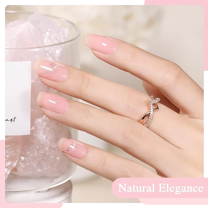 Sheer Light Pink Gel Nail Polish, 15ml Jelly Milky Nude Peach Translucent Color UV Light Cure Gel Polish for Nail Art DIY Manicure and Pedicure at Home SY01