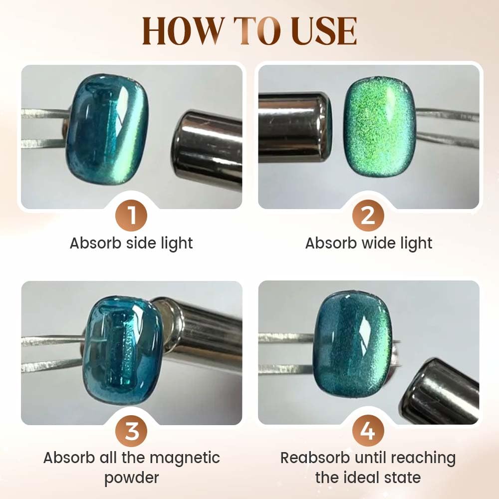 Cat Eye Magnet for Nails, 2026 New Double-head Magnet Wand with Round Nail Magnet Beads Nail Polish Magnet Pen Magnetic Cat Eye Gel Polish Nail Design Tool for Home DIY, Salon, Rose Gold (Grey)
