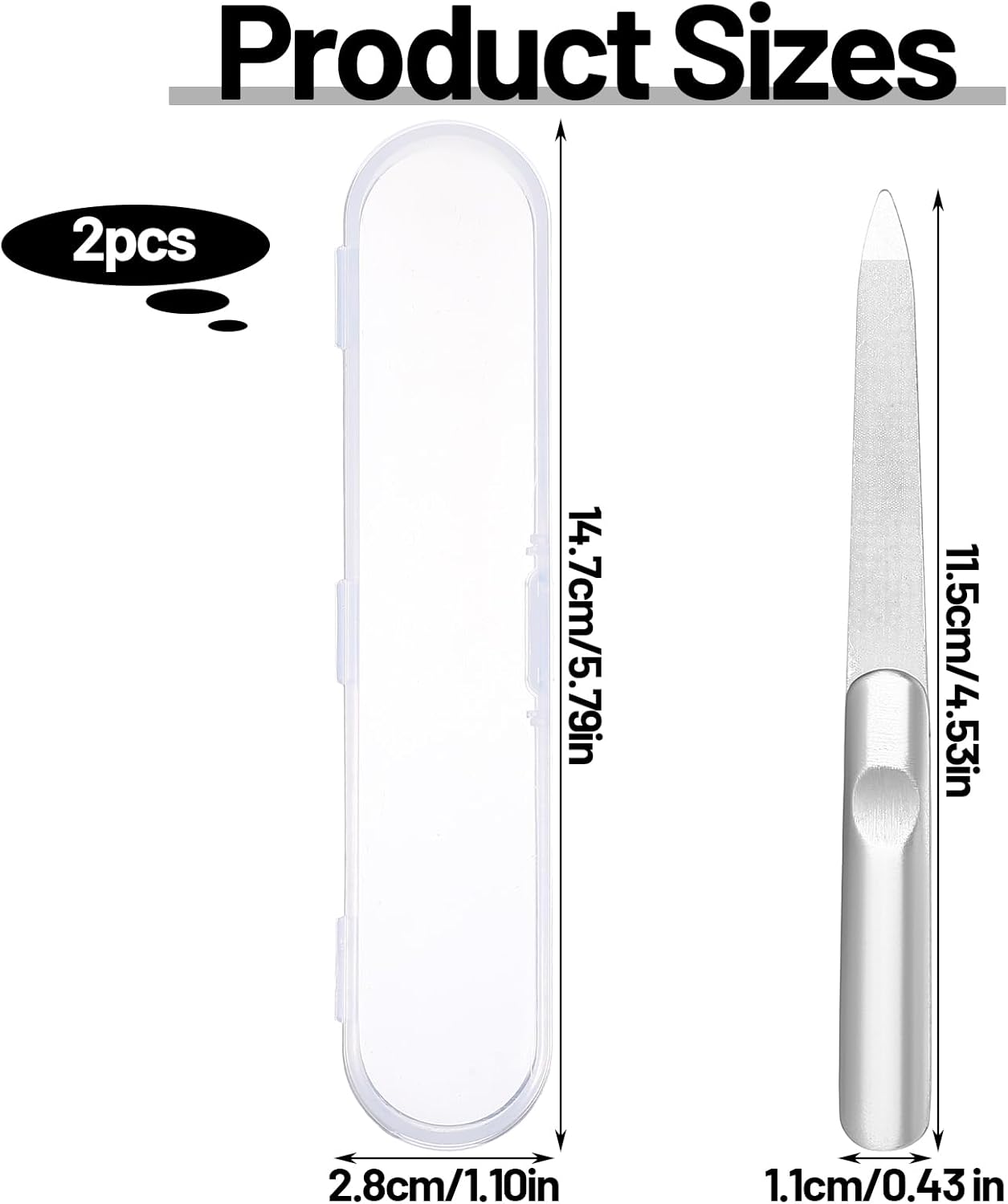 Stainless Steel Diamond Nail File,Double Sided Metal Fingernail Files for Women for Natural Nails Manicure Pedicure