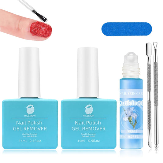 Quick Gel Nail Polish Remover, Easy Remove Gel Polish in 3 Minutes, No Need Soaking or Wrapping, Gel Remover for Nails, 15ml 2PCS
