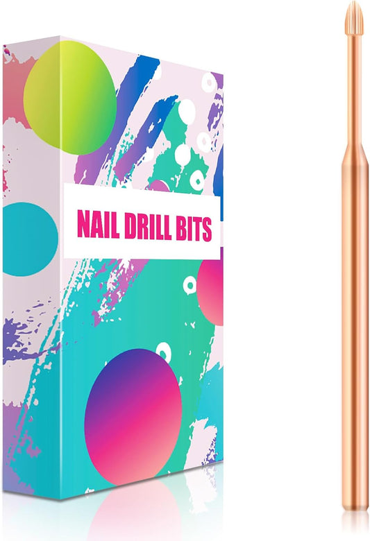 Cuticle Clean Nail Drill Bit 3/32'', Safety Drill Bits for Nails, Professional Carbide Nail Cleaner Nail Bit for Cuticle Dead Skin Nail Prepare, Nail Care Tool for Nail Tech (Rose Gold, Fine)
