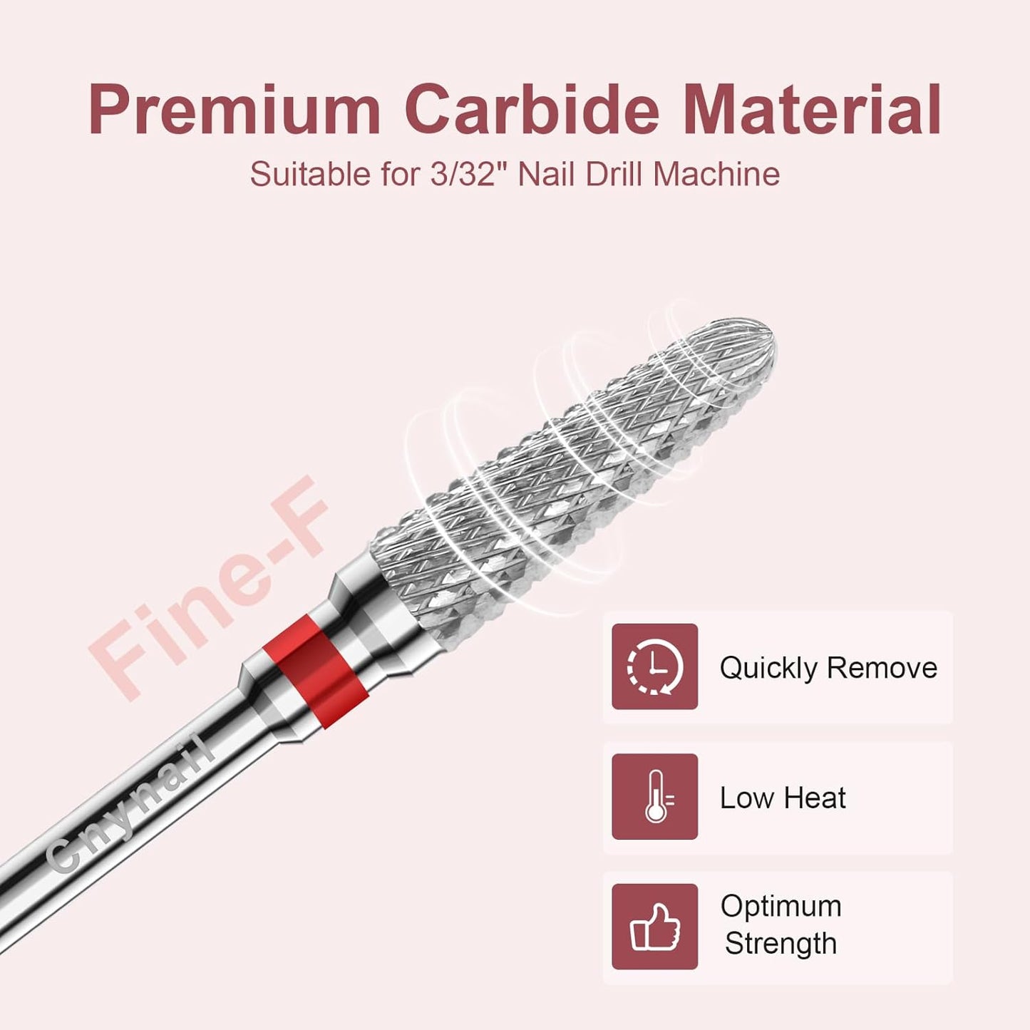 3/32" 2PCS Clean Cone Bits Fine Grit Carbide Cuticle Cleaner Bit for Electric Nail Drills – Professional Manicure Tool for Nail Salons and Home Use (F Grit. Silver)