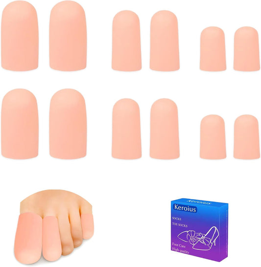 6 Pairs Silicone Toe Caps Hammer Toes Covers Flexible Stop Toe Pain Toe Guards Soft Toe Protectors for Women Men Toe Sleeves for Corns Blisters Calluses