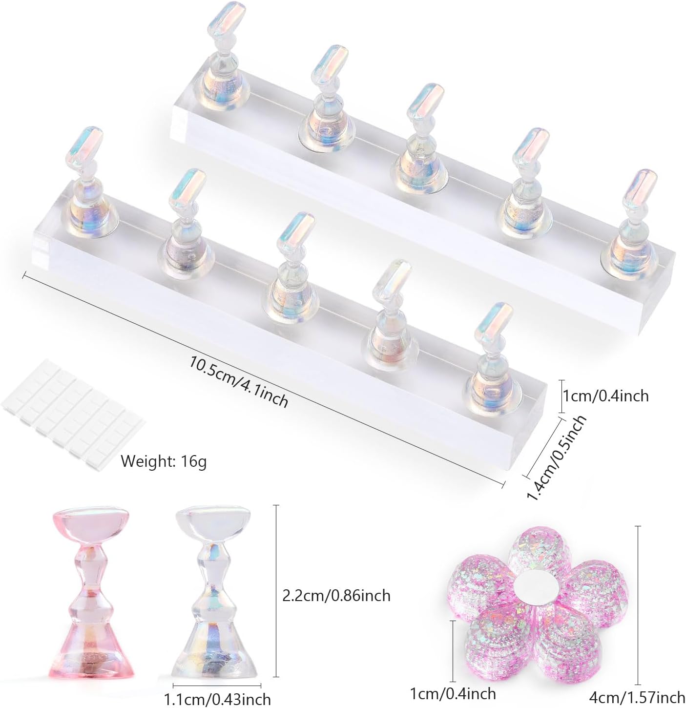 Etercycle Nail Stand Acrylic Nail Art Display Stand Practice Nail Holder for Painting Nails Magnetic Practice Stands with Reusable Putty (Clear)