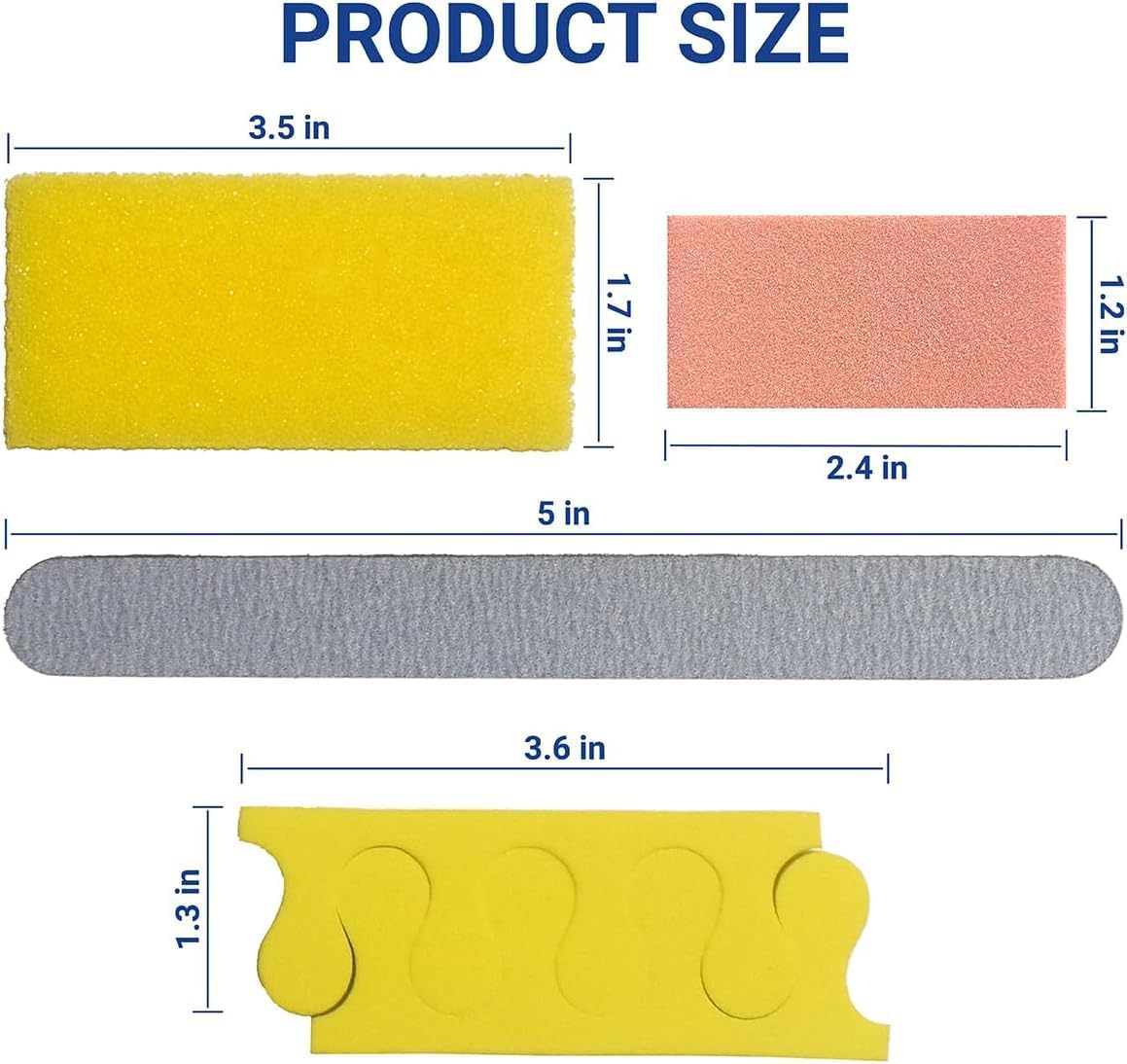 200-Count 4-Piece EVA Pedicure Kit, Includes 80/100 Grit Nail File, Purple Pumice Pad, Orange Buffer, and EVA Toe Separator, Individually Packed