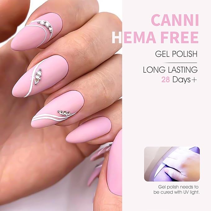 CANNI Light Pink Gel Nail Polish - 1Pcs Baby Pink Gel Polish Pale Pink Color High Gloss Soak Off U V French Nail Manicure Salon DIY