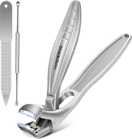 2025 Toenail Clippers for Seniors Thick Toenails, Angled Head Large Toe Nail Clippers for Men with Catcher, Heavy Duty Sharp Fingernail Clipper with Long Handle, Wide Jaw