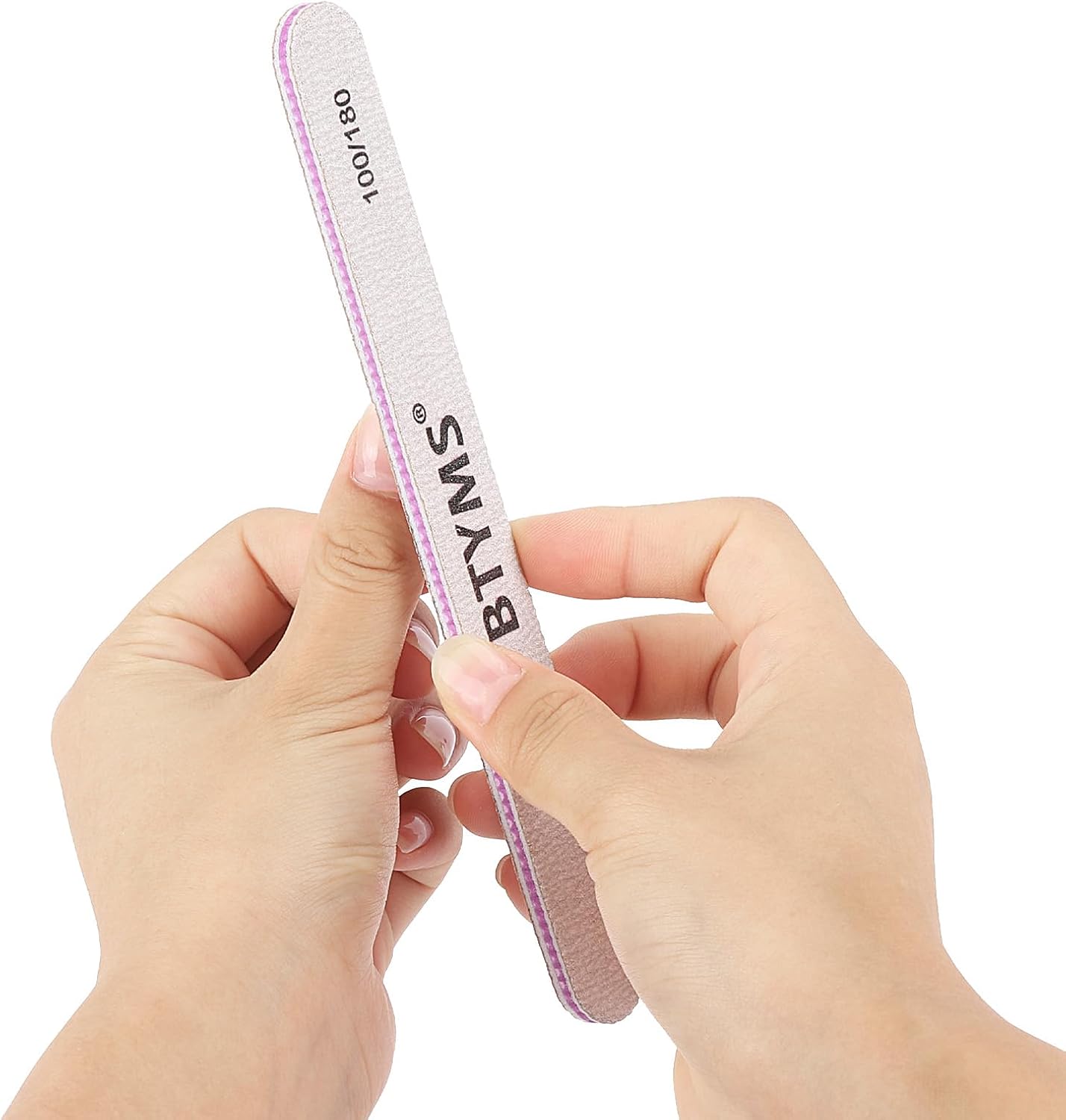 BTYMS 50Pcs Nail Files for Acrylic Nails 100/180 Grit, Reusable Buffering Files Double Sided Emery Boards for Nails