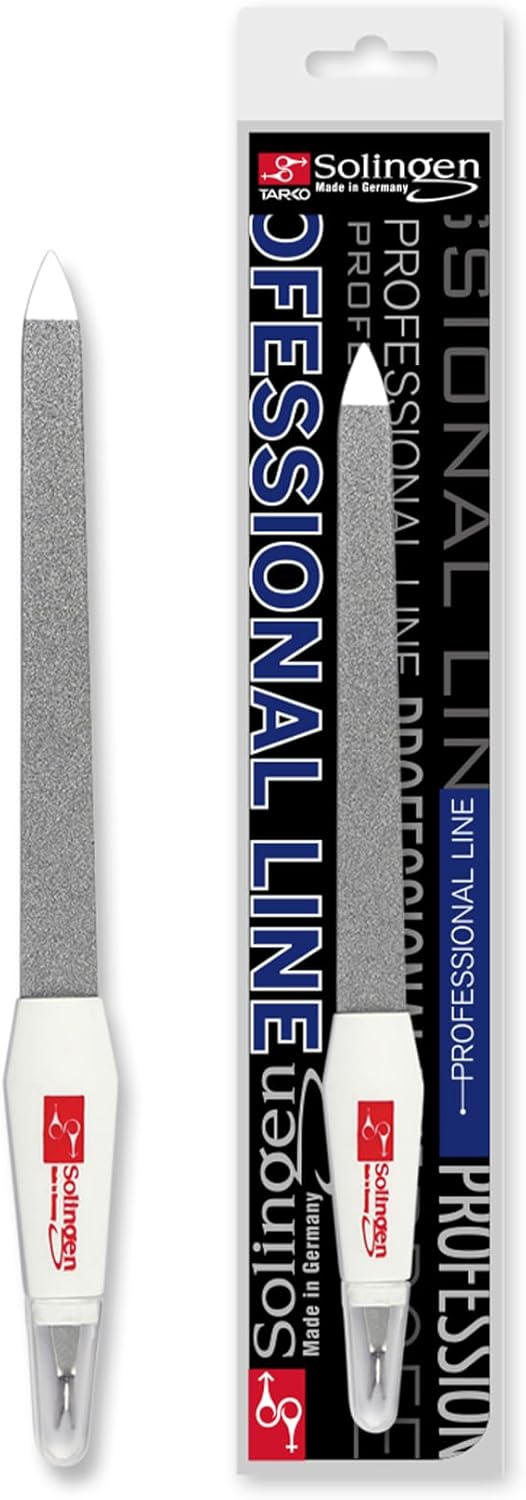 Solingen Germany 2-in-1 Nail File & Cuticle Trimmer | Stainless Steel Sapphire Fingernail & Toenail File for Manicure & Pedicure | Durable Professional Tool