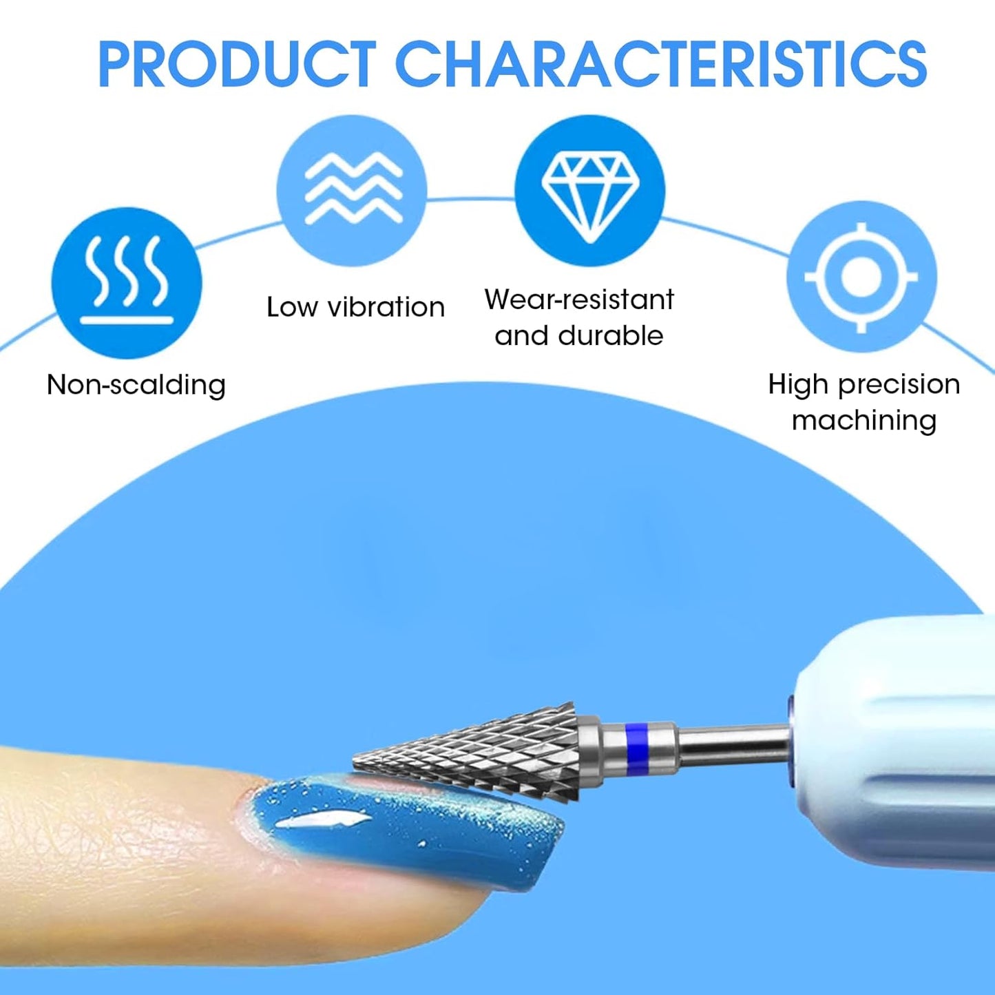 3 Pack Professional Carbide Nail Drill Bits Set with Cleaning Brush, 3/32" 5 in 1 Tungsten Safety Cuticle Bits for Manicure Pedicure Gel Polish Removal (Medium Teeth, Round & Pointed Head)