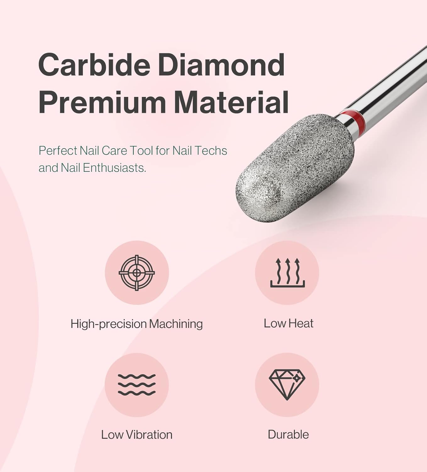 MelodySusie 5mm Round Tapered Cuticle Clean Nail Drill Bit 3/32'', Professional Safety Carbide Diamond Under Nail Cleaner for Cuticle Dead Skin Nail Prepare, Beginners Bits, Series Bit-S, Fine