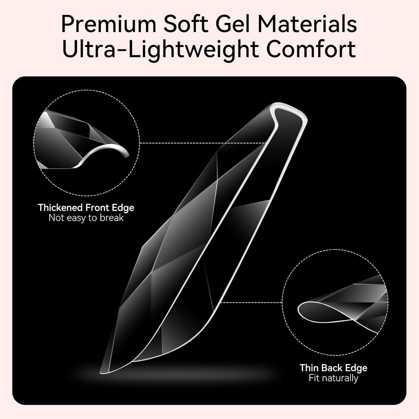Makartt Medium Coffin Soft Gel Nail Tips: 120pcs 3D Diamond-Shaped Fake Nails Extension, 12 Sizes Full Cover Clear Press-On Tip, Natural Rhombus Lattice, Suit for Chrome Nail Powder