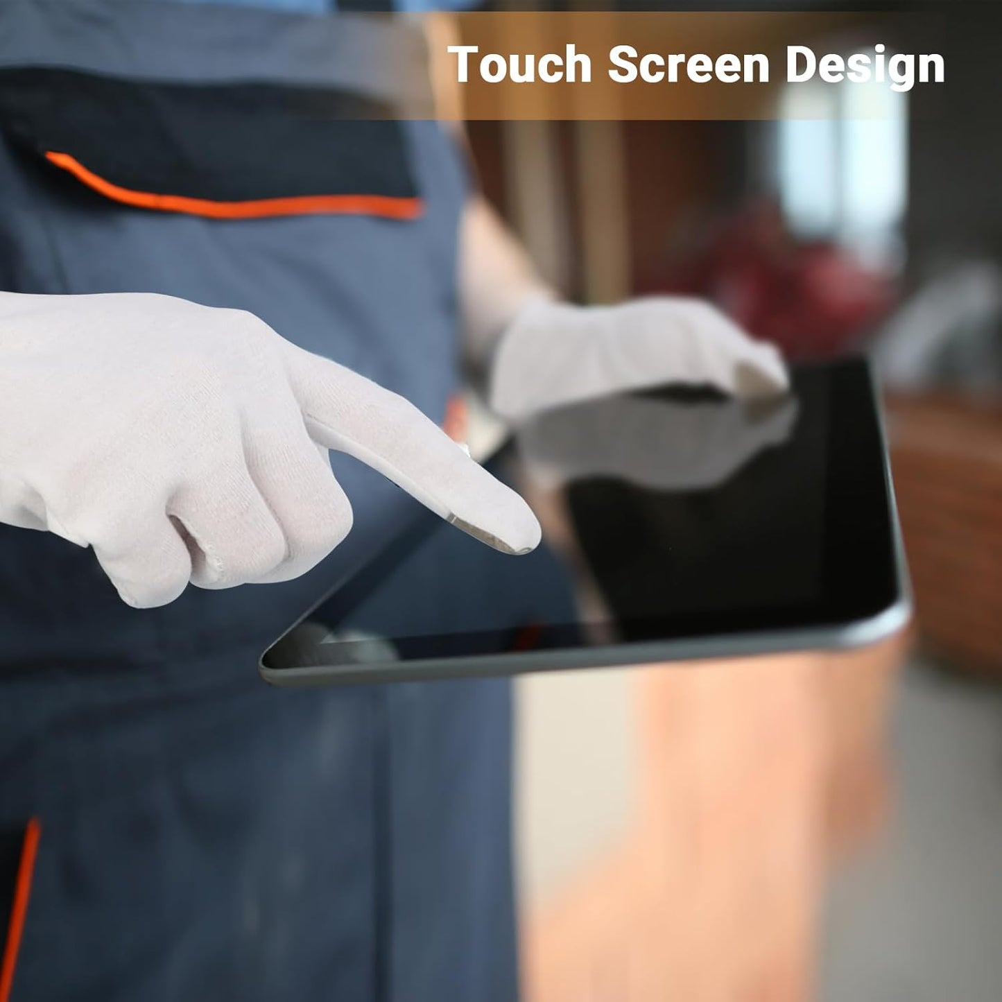 Touch Screen Gloves, 10 Pairs White Work Gloves with Touchscreen Fingers Archival Gloves Art Handling Gloves Film Gloves Photography Gloves White Cotton Gloves for Art Handling, Jewelry Large