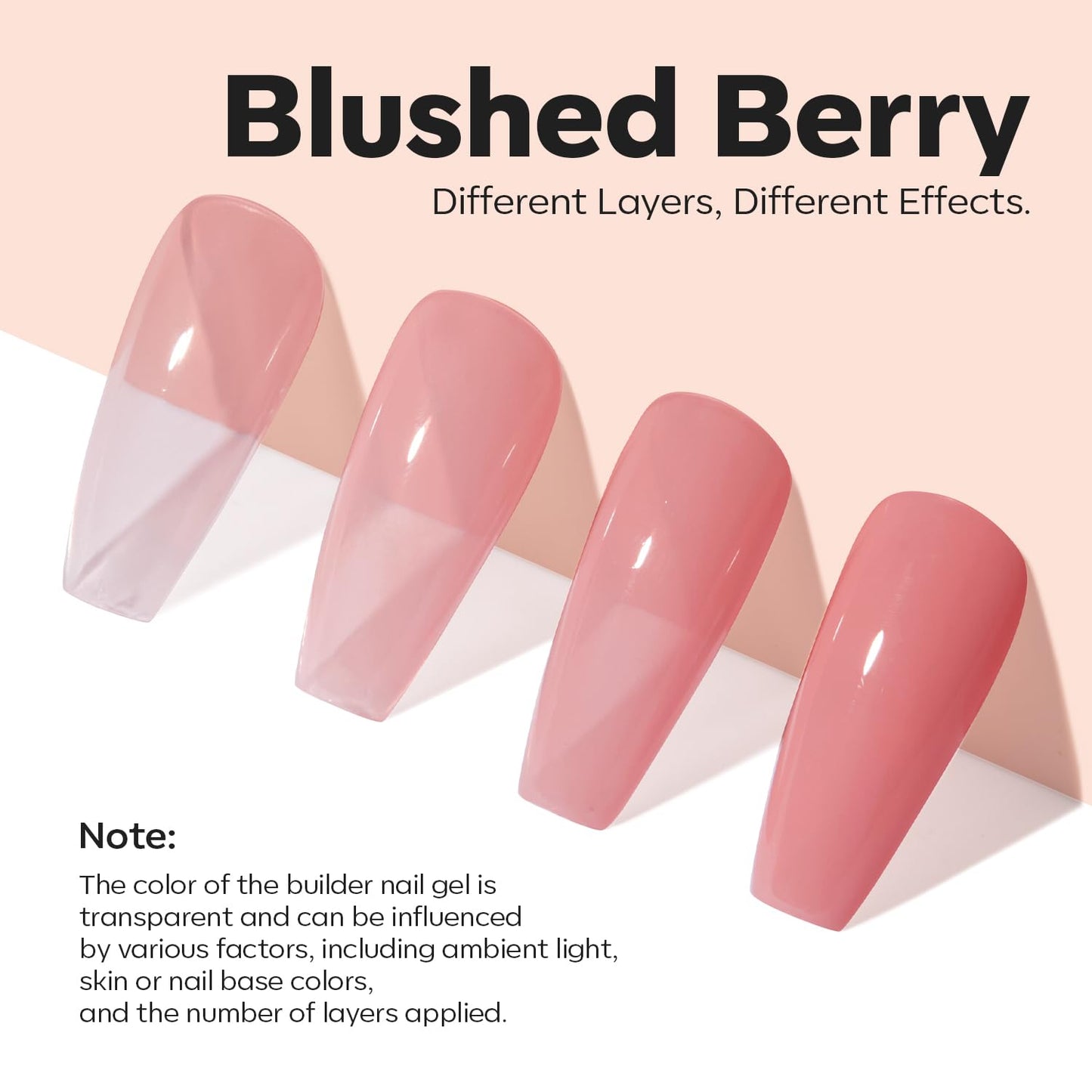 modelones Nail Strengthener and Growth Blushed Berry Nail Repair for Damaged Nails Strengthening Polish 15ml Natural Concealer Foundation Nail Care Gifts for Women