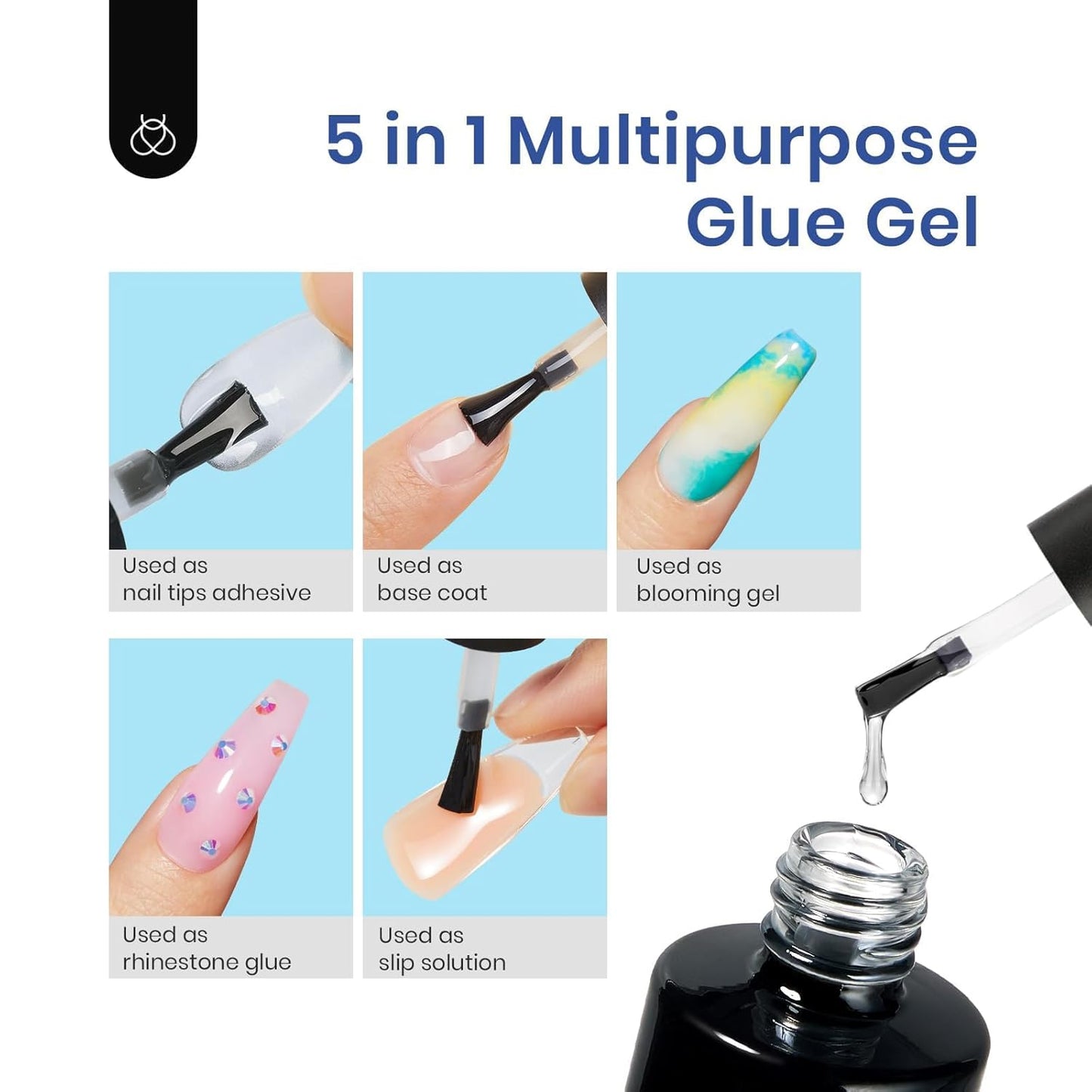 Beetles Gel Nail Kit Easy Extension Set With 500Pcs Medium Coffin Shaped Tips 5 in 1 Nail Glue Base Gel and Innovative Led Lamp Easy Funny Diy False Tips Art at Home Day Gifts for Her