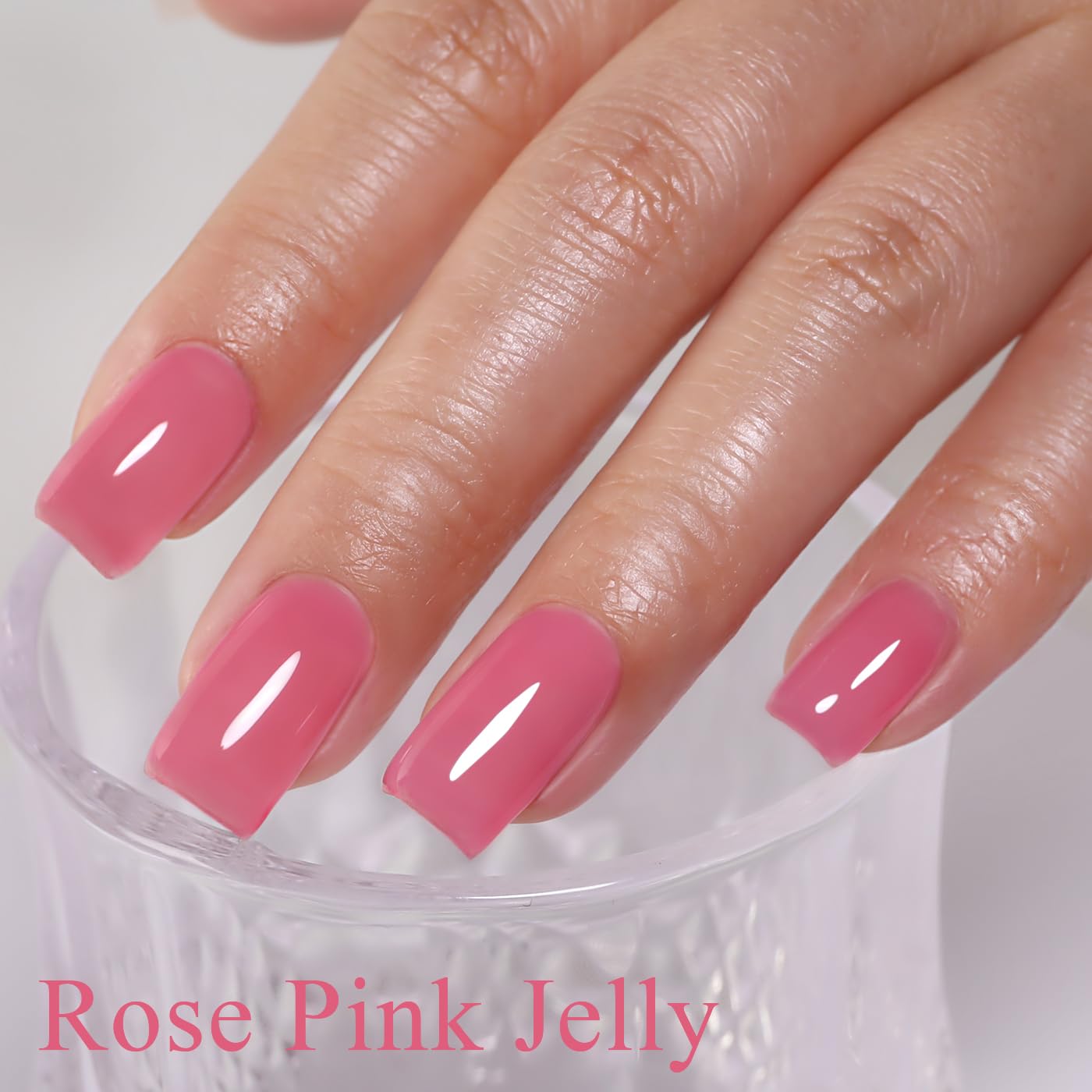 Imtiti Jelly Gel Nail Polish, Rose Pink Sheer Jelly Nail Gel Polish Soak Off UV LED Spring Summer Translucent Art Manicure Salon DIY Design 10ML
