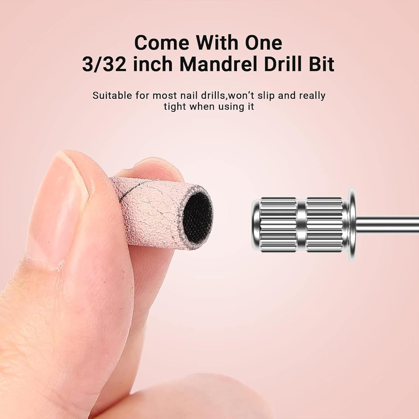 MelodySusie 100 Pcs Nail Drill Bits Sanding Bands for Nail Drill 150 Medium Grit Nail File Sanding Bands for Acrylic Nails Gel Manicures and Pedicure