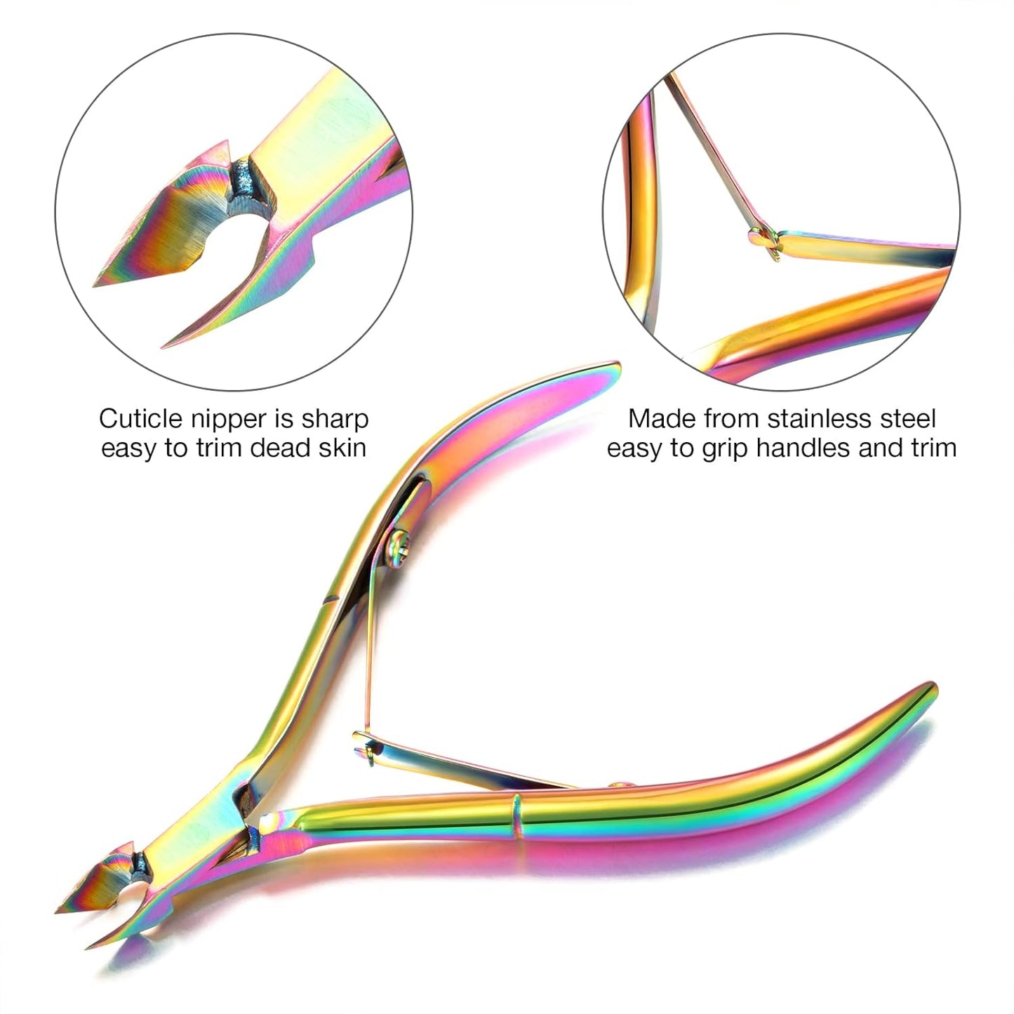 12 Pieces Cuticle Nippers Cuticle Pusher Ingrown Nail Kit Triangle Nail Polish Remover Nail Cleaner Fork Nail File Lifter Cuticle Peeler Scraper for Fingernail Toenail Manicure(Rainbow)