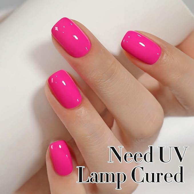 Double Rhythm 0.50 OZ Gel Polish Same Color Same Bottle Golden Round Hema Free Neutral Natural Milky 15 ML Jelly UV Polish Art DIY at Home (Hot Pink-C1312)