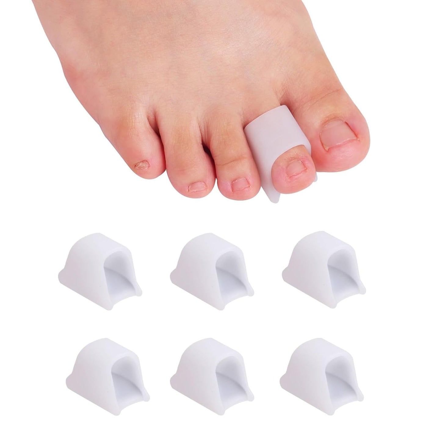 Hammer Toe Straightener Corrector - Toe Spacers Toe Separators for Bunion, Curled Toes, Hammertoes, Toe Corrector Toe Splint for Men and Women,6 Pack (Small Size)
