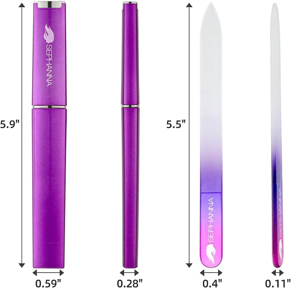 Crystal Glass Nail File with Case Pack 6, Professional Nail Files, Czech Glass Nail File Double Sided Glass Fingernail Files for Natural & Acrylic Nail Care, Nail Tool Home & Saloon Travel Friendly