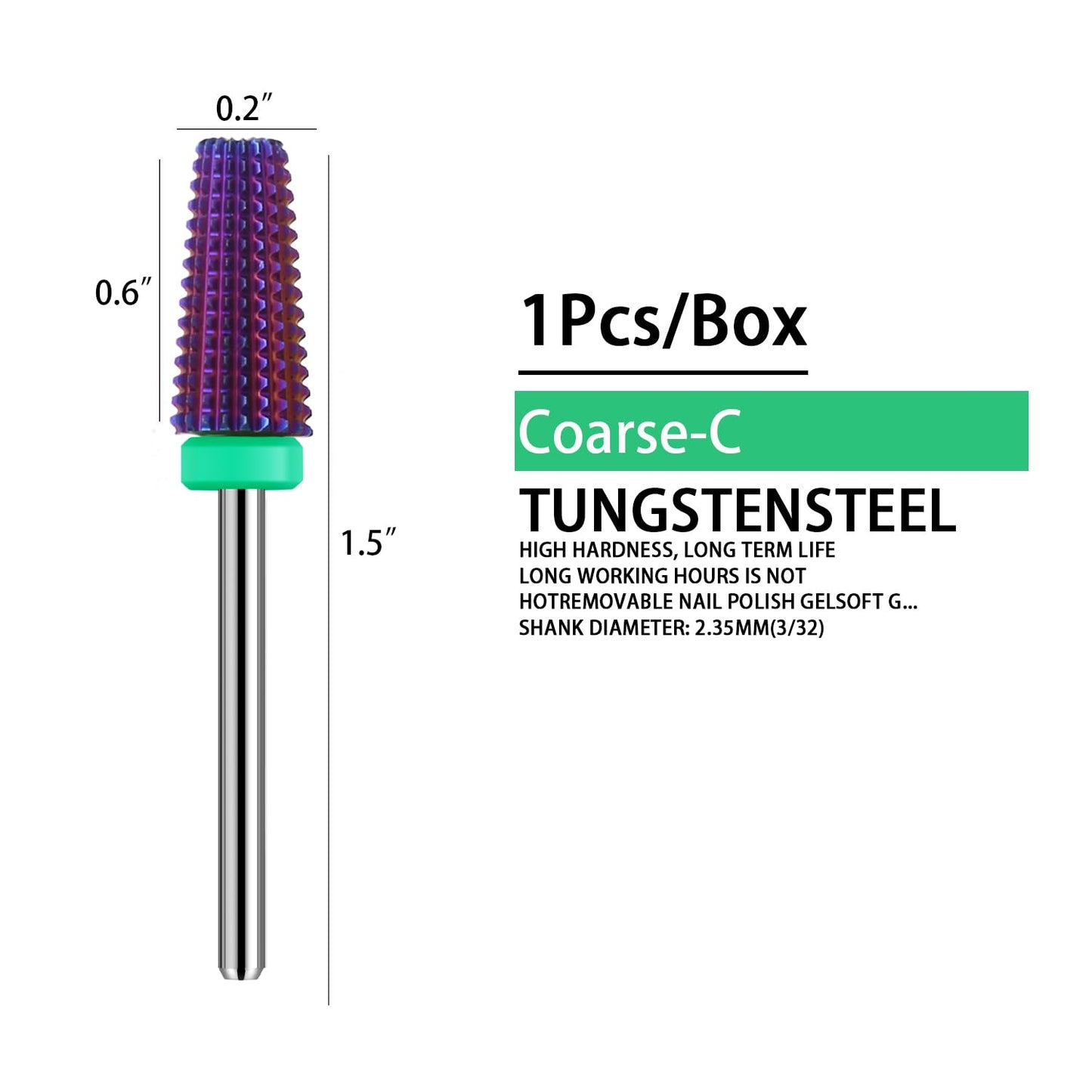 5 in 1 Nail Drill Bits Carbide Rotary Bit,3/32" Shank - Manicure Nail Art, Drill Machine Accessory,Acrylic or Hard Gel Remover(Purple, C)