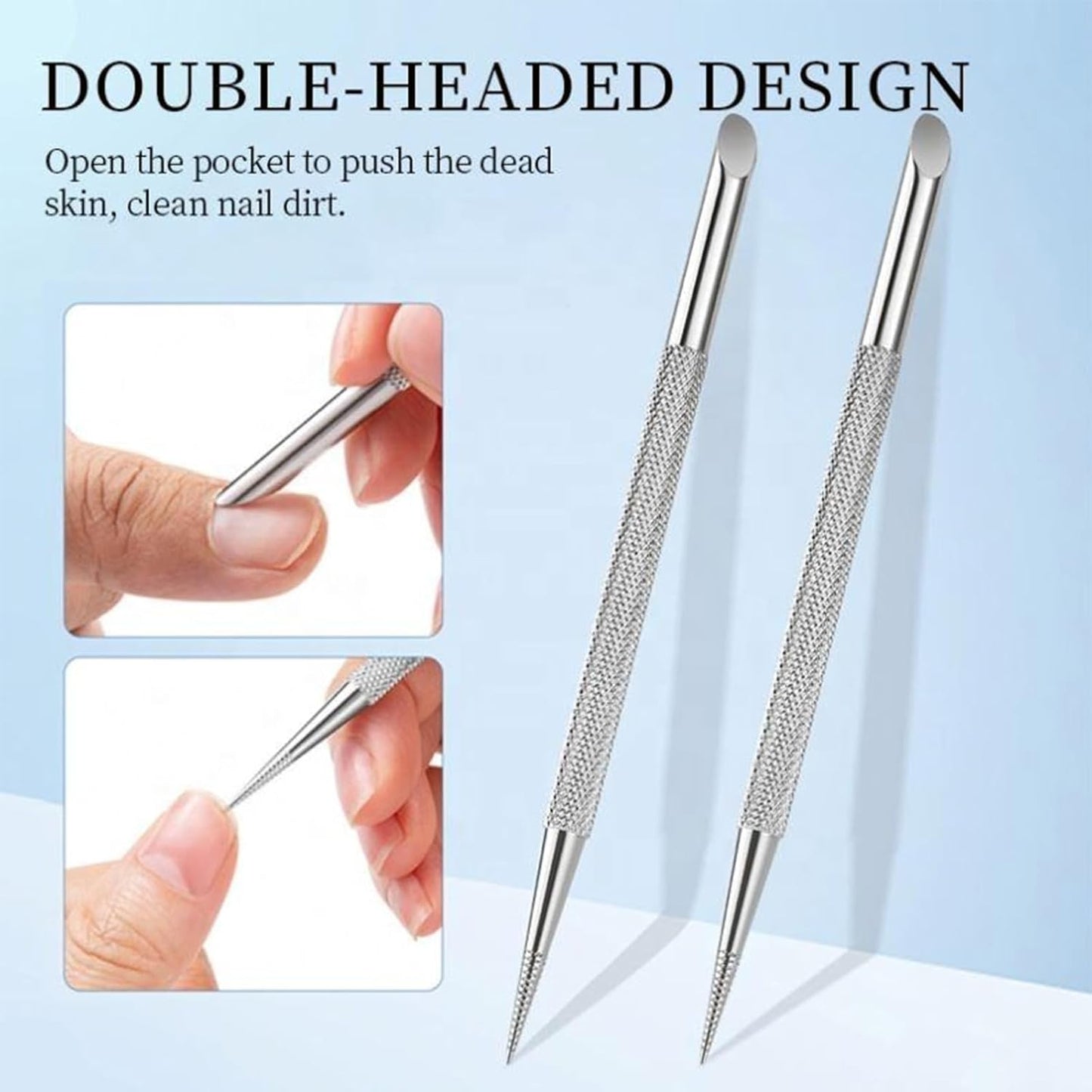 4 Pcs Nail Cleaning Cuticle Stick， Stainless Steel Cuticle Pusher Tool， Remover Dead Skin Polish Peeler Cutter，Professional Pedicure Nail Art Care Portable Nails Cleaner for Fingernails Manicure