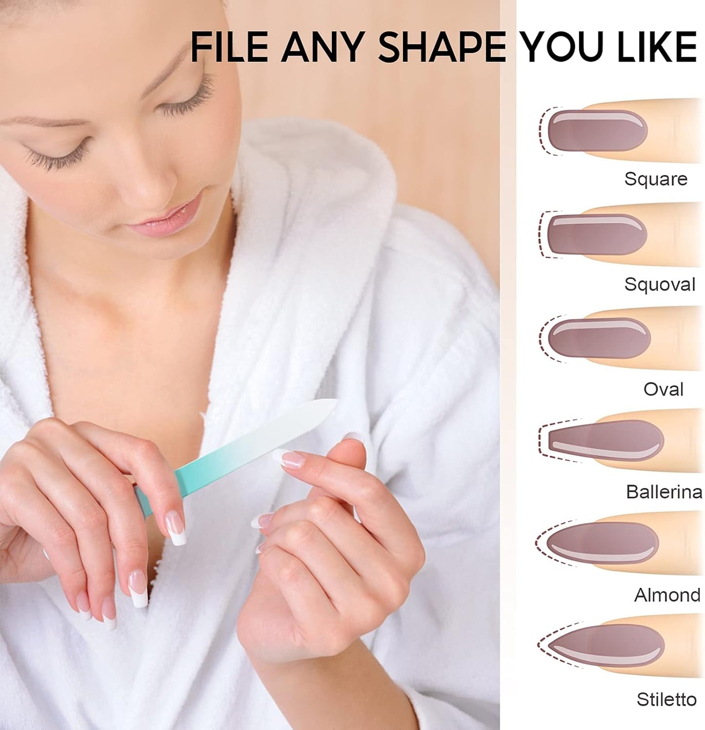 Glass Nail File 3 Pack for Natural Nails, Crystal Fingernail Files with Case Etched Nail Filer Professional Nail File Glass Lima de uñas, Unique Christmas Gifts Stocking Stuffers for Women Adults