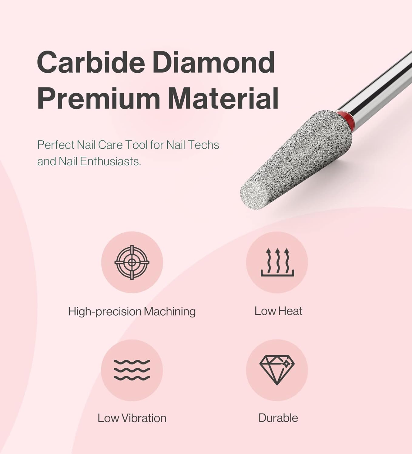 MelodySusie 4mm Long Tapered Barrel Cuticle Clean Nail Drill Bit 3/32'', Professional Safety Carbide Diamond Under Nail Cleaner for Cuticle Dead Skin Nail Prepare, Beginners Bits, Series Bit-S, Fine