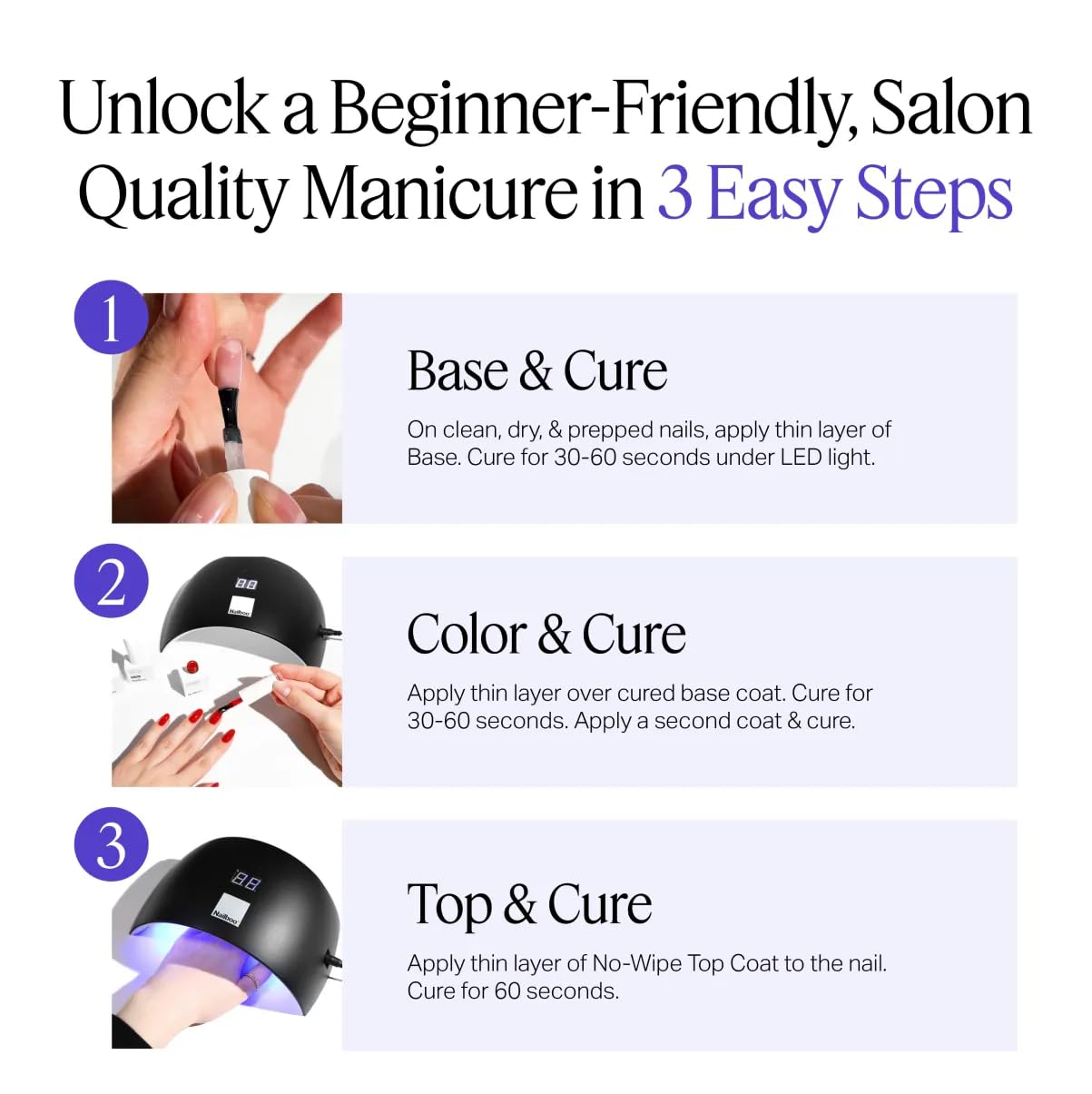 Nailboo Gel Nail Polish Kit with UV Lamp - 4 Forever Glaze Gel Polishes, Acetone Remover, Soak Bowl, Base Coat, 3 Nail Files, No Wipe Top Coat, Glossy, Chip Free Nails at Home