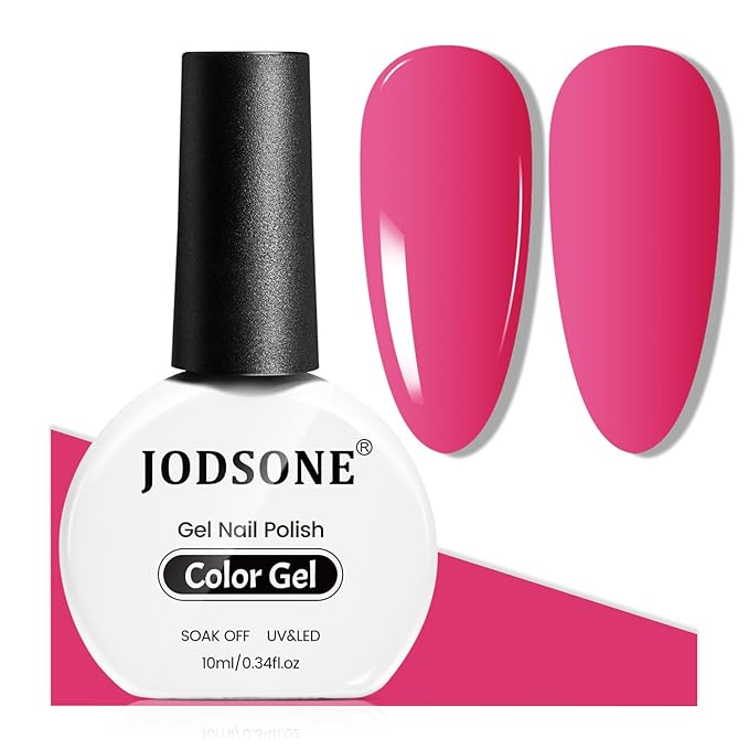 JODSONE Hot Pink Gel Nail Polish 10ml Gel Polish Bright Pink Nail Color Berry Pink Long-Lasting Easy Application Low Odor Need U V Lamp Curing