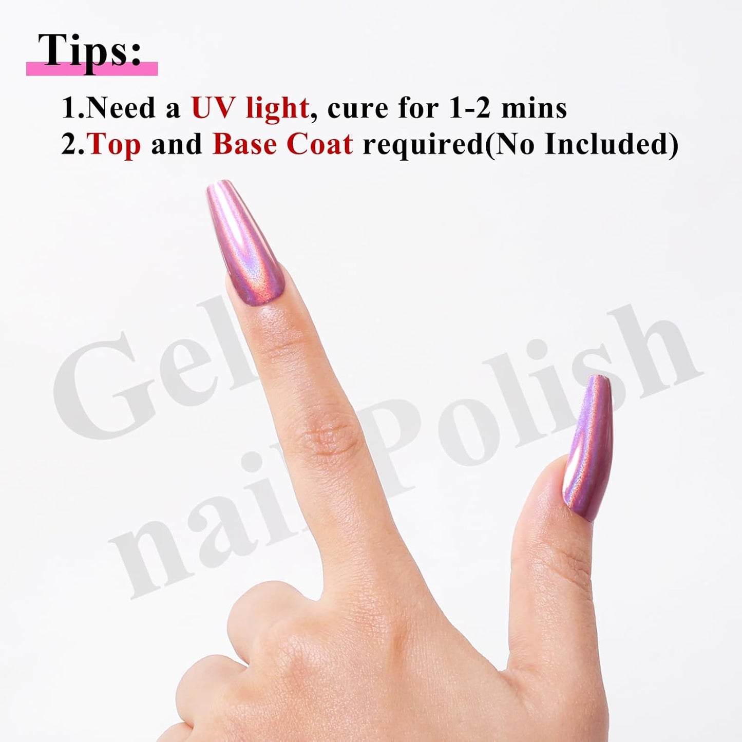 Imtiti Holographic Rose Gold Chrome Nail Powder Kit,1g Holo Iridescent Pink Meatllic Mirror Effect Powder with 10ml White Color Gel Polish Metal Nail UV DIY Kit