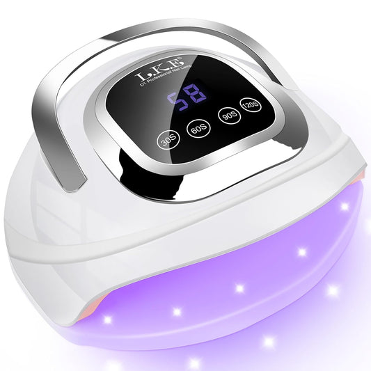 Wisdompark UV Nail Lamp 268W, UV Light for Gel Nails with 60pcs Beads, Professional LED Nail Lamp 4 Timers and Automatic Sensor Nail Dryer for Home Salon (Large)