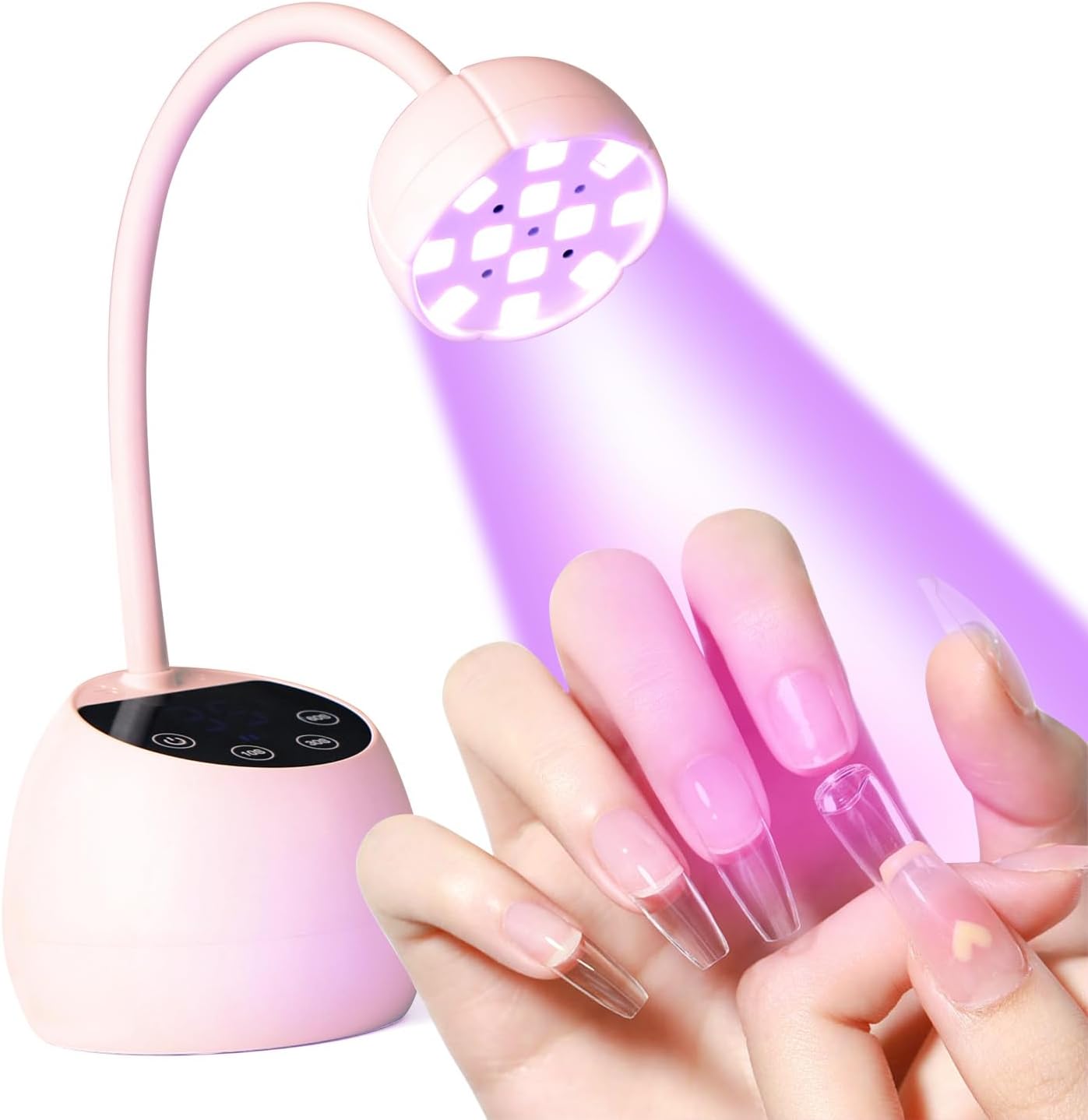 UV Nail Lamp for Gel Nails, 36W UV Nail Light Gooseneck Rechargeable with 4 Time Setting & Smart Auto Sensor for Nail Salon Home Use Lamp,Pink