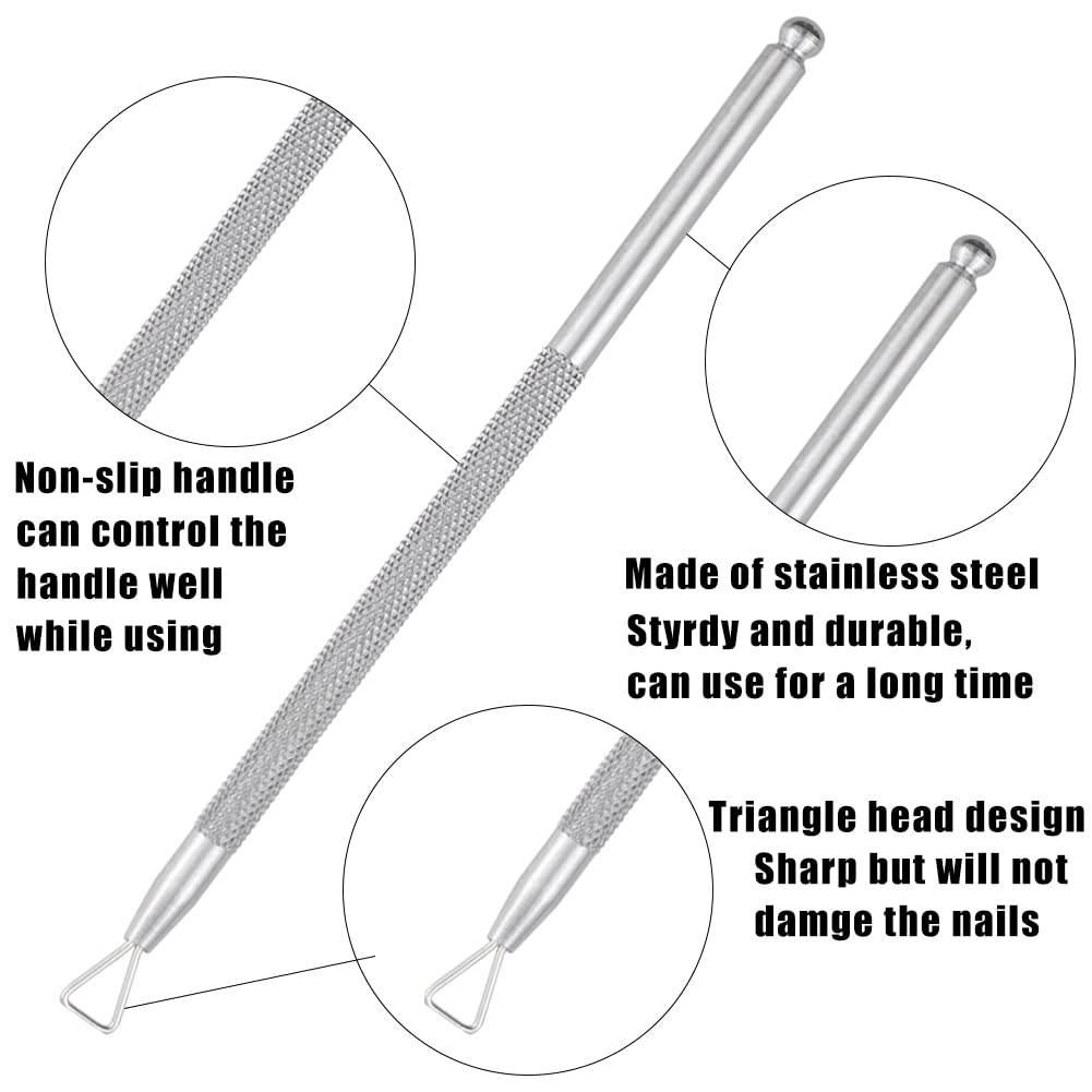 8 Pack Stainless Steel Triangle Cuticle Pusher Double-head Nails Dead Skin Remover Cuticle Trimmer Stick Manicure Polish Tools for Manicure Beauty Salon