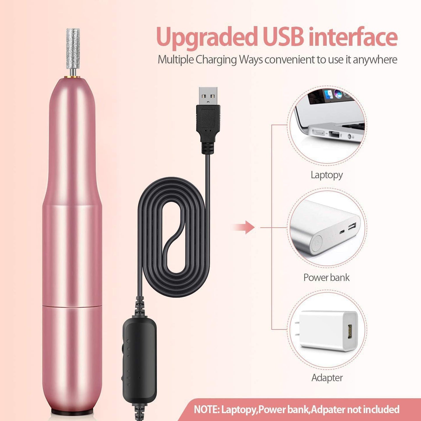 Electric Nail Drill Nail File for Acrylic Nail Gel Nail Manicure Pedicure Tools Nail Supplies for Home Salon