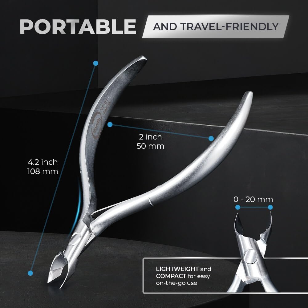 Vanfa Cuticle Nippers, Cuticle Trimmer, Professional Cuticle Cutter - Extremely Sharp - Stainless Steel - Square Head - Single Spring - VF05 Jaw #16 (Pack of 1)