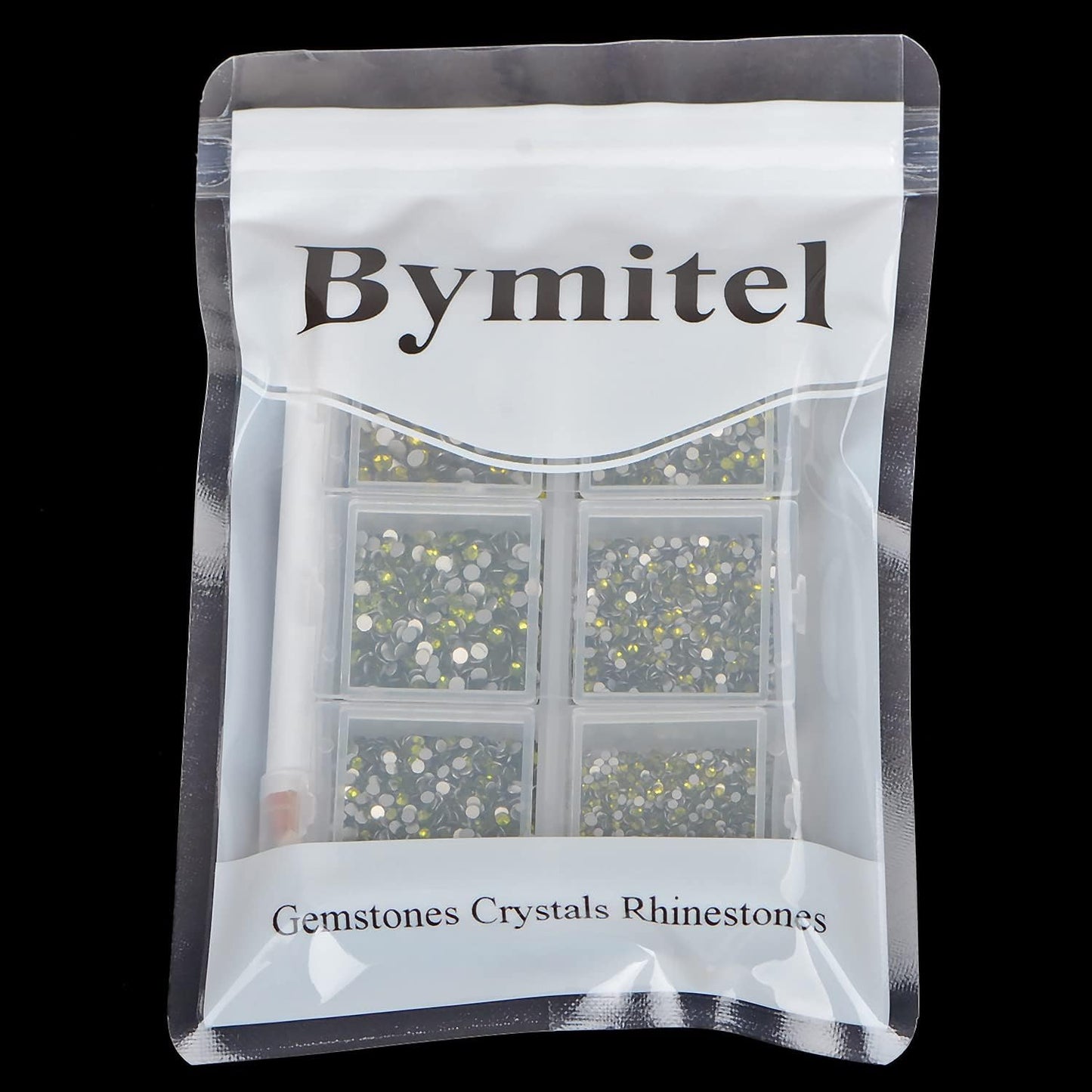 Bymitel 7200 Pieces 6 Mixed Sizes Glue Fix on Glass Rhinestones Round Crystal Gems Flatback for DIY Jewelry Making with one Picking Pen(6-Sizes 7200PCS, Olivine)
