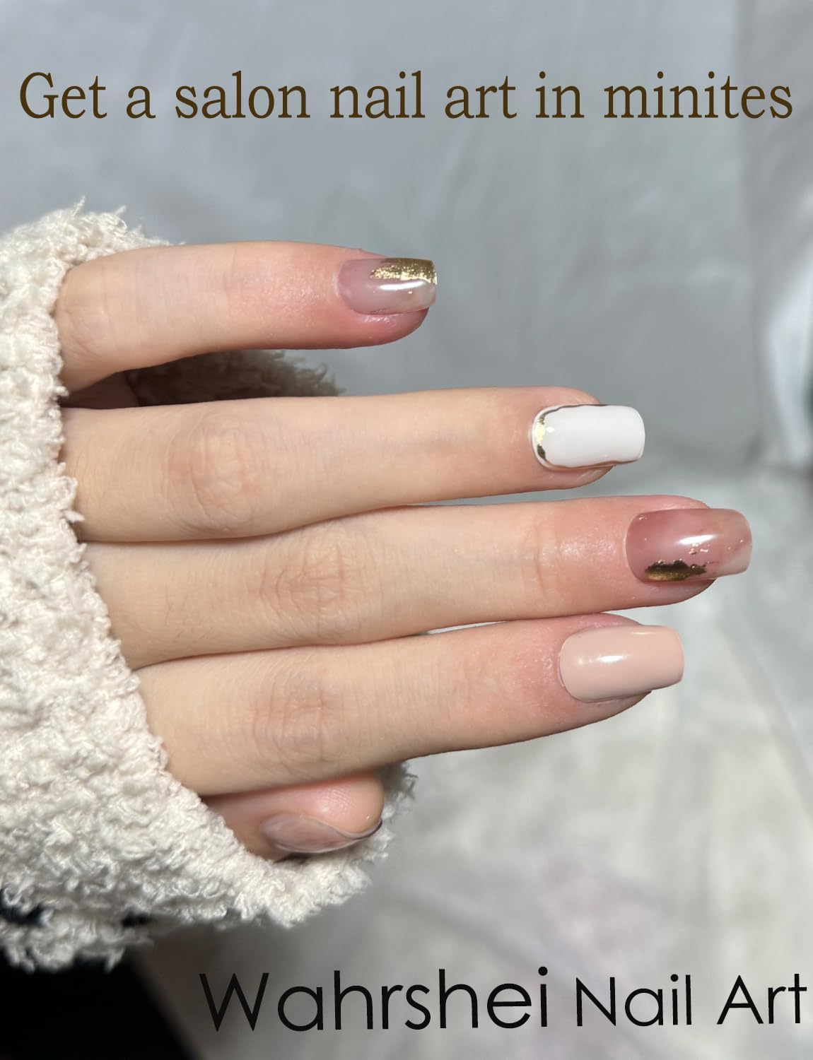 Semi Cured Gel Nail Strips, Brown Marble 20pcs Adhesive UV Sticker, Wraps for Home Manicure DIY