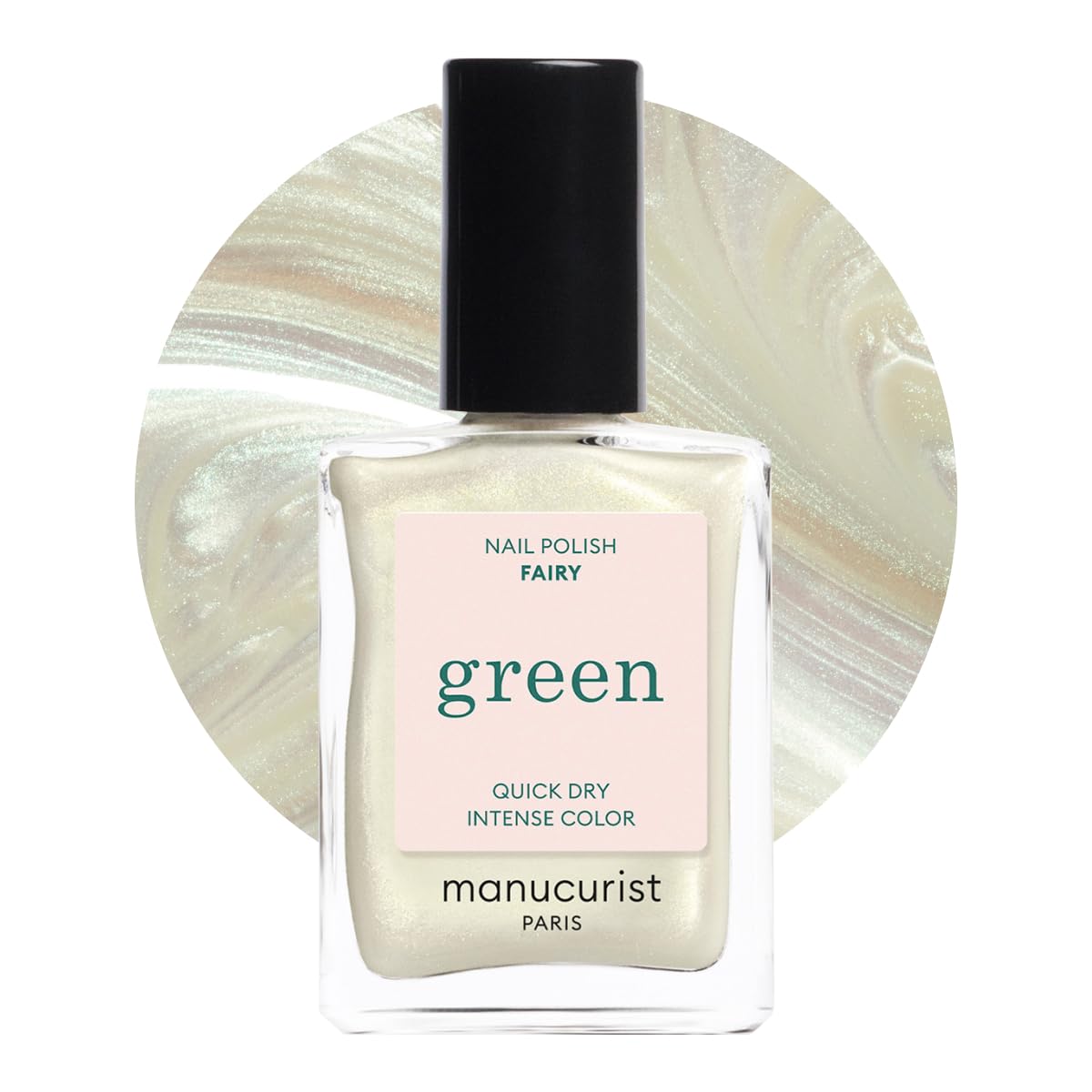 Manucurist Green Fairy - Holographic Pearly White - 9-Free, Vegan and Plant-Based - Quick Dry Manicure - Non Toxic Nail Polish - Made in France - 0.5 fl oz