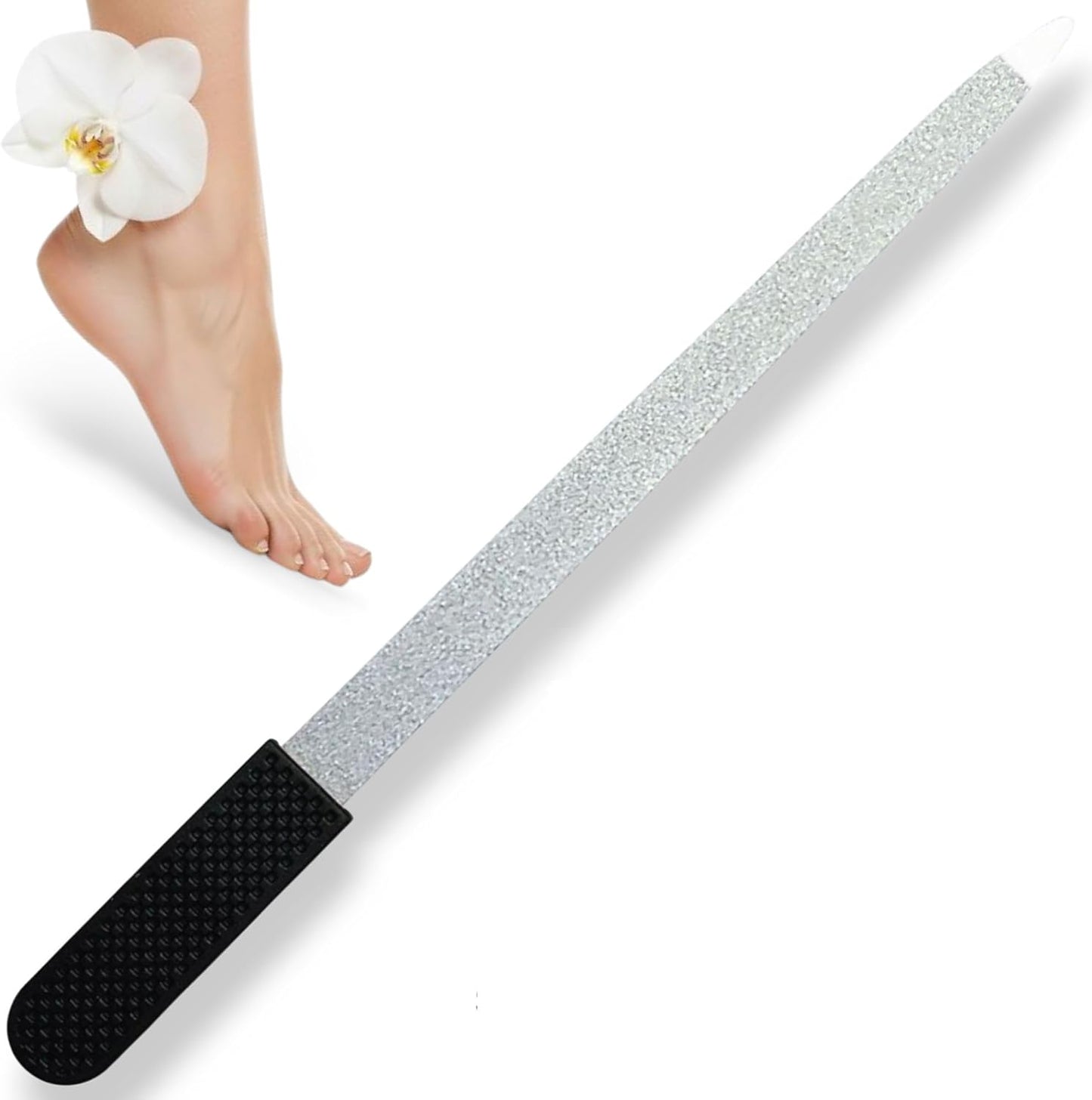 Professional Sapphire Black Nail File – 6.7" Stainless Steel, Double-Sided Metal File, Ergonomic Non-Slip Handle, for Natural, Gel, Acrylic Nails, Manicure & Pedicure Tool