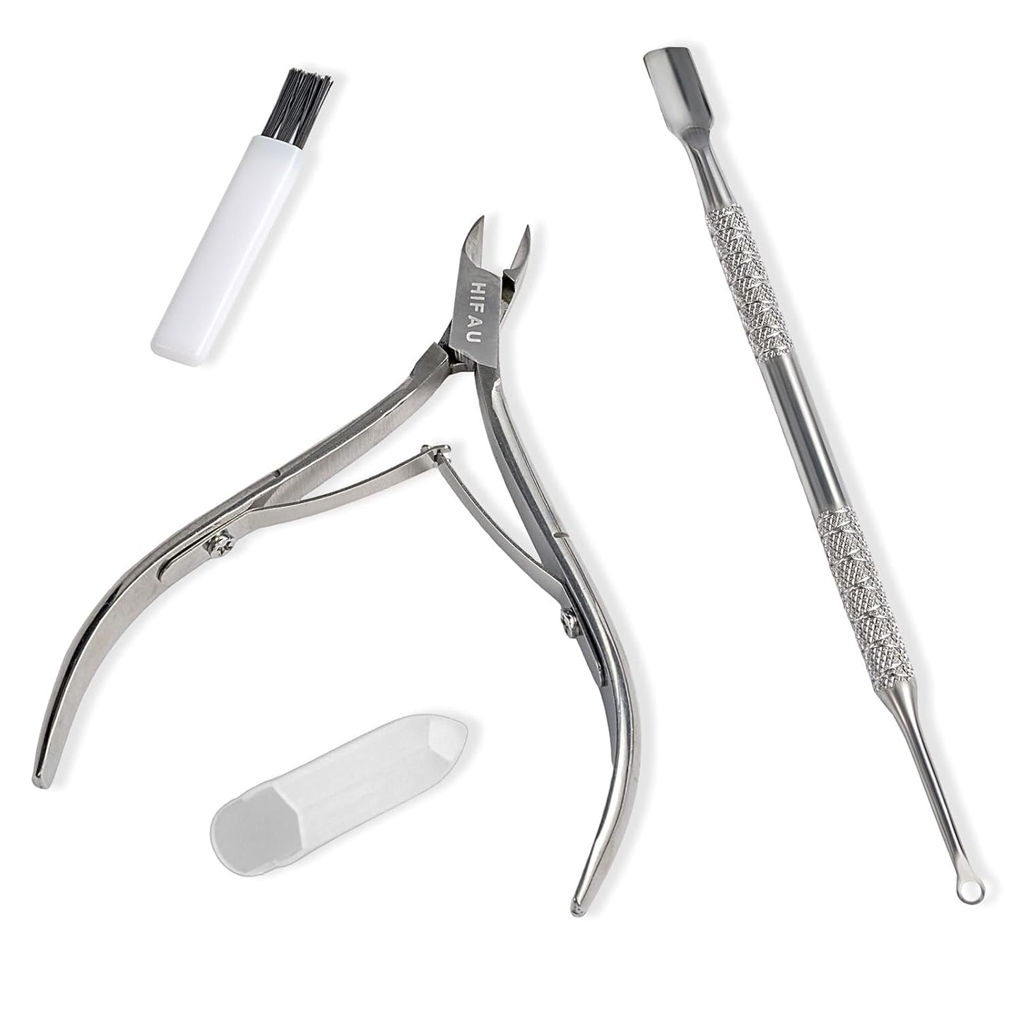 Professional Manicure Tools Set, Stainless Steel Cuticle Nipper, Upgrade Gel Nail Polish Remove Tool & Cuticle Pusher, Debris Cleaning Brush, for Home & Salon Use, For Women