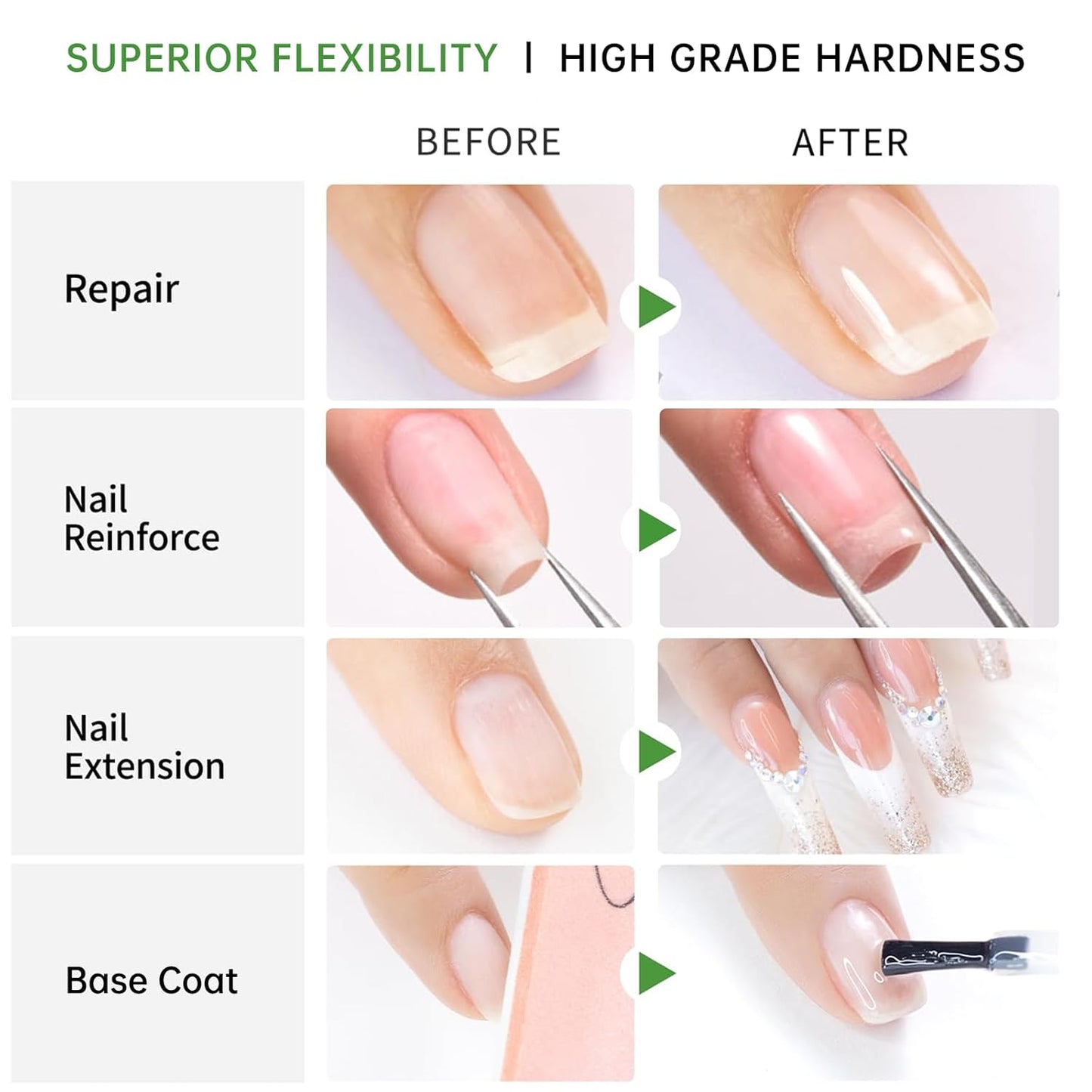 6-in-1 Builder Gel & Base Coat for Nails, Enhance Building Strengthening Apex Enhancement Soft Gel Polish, Beginner Friendly with Upgraded Brush (Milk White, pH 5)